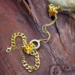 14kt Gold plated Tiger Head slave bracelet Hypoallergenic Unique Luxury Jewelry